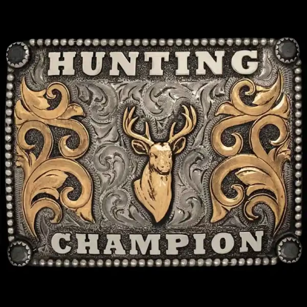 Our Glenrock Custom Belt Buckle is a western statement of cowboy's outdoors life. Show off this hunting trophy belt buckle with customizable lettering and figure. 